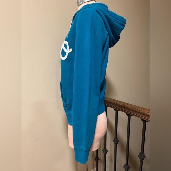 Aeropostale Girls Teal Zip Up Hoodie Sweatshirt Logo Casual Layering Size Large - Picture 3 of 5